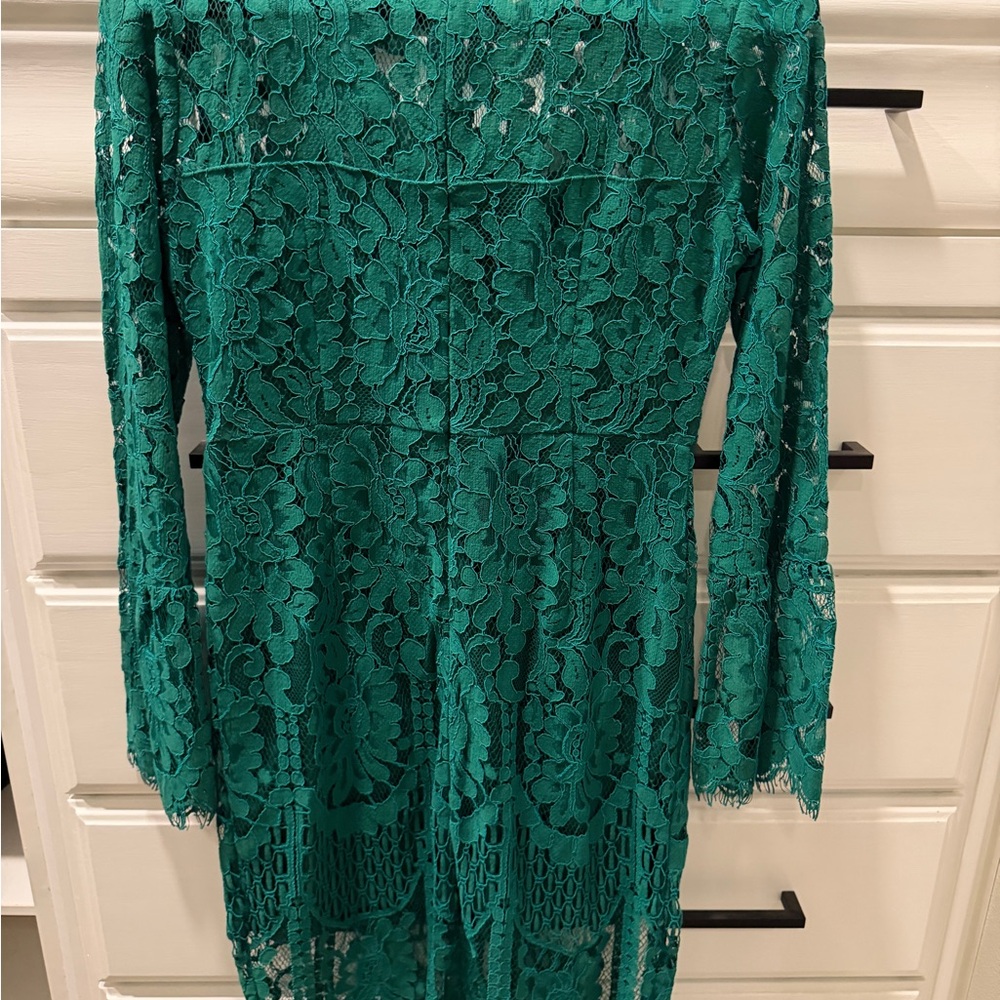 Lulu's Green Lace Long Sleeve Midi-Dress
